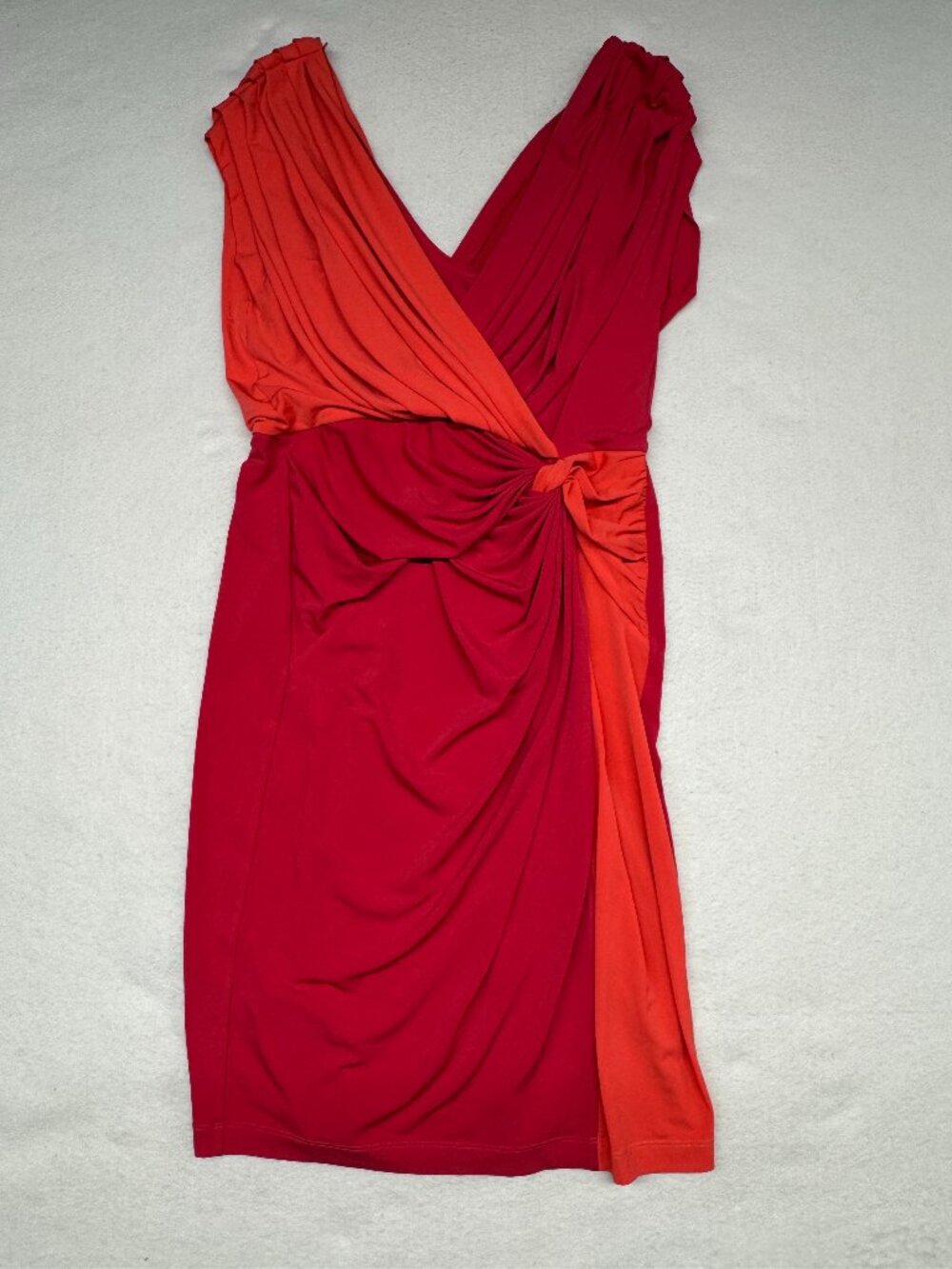 Maggy London Size 12 Pink & Orange Draped Dress